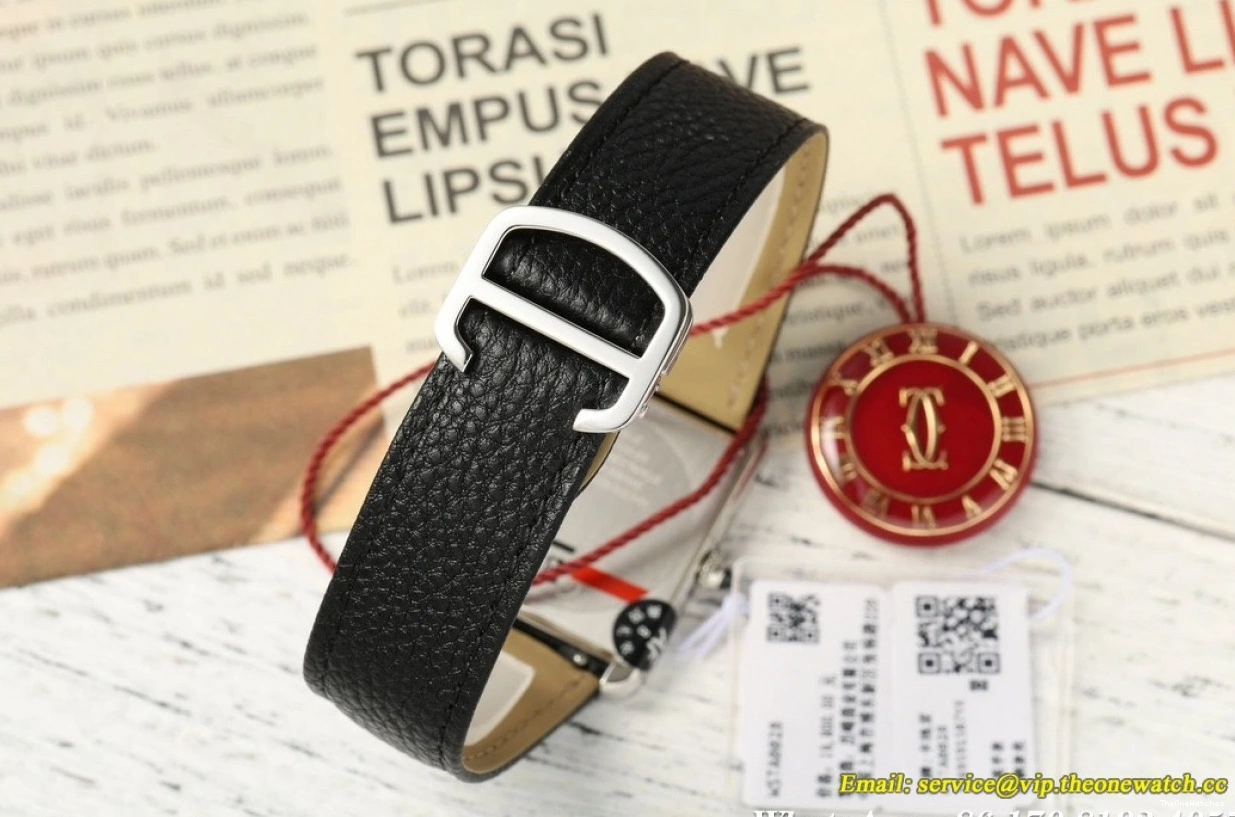 Grain Lychee Quartz White Cartier - AF Solo Dial 27.4mm on Tank Leather 0316